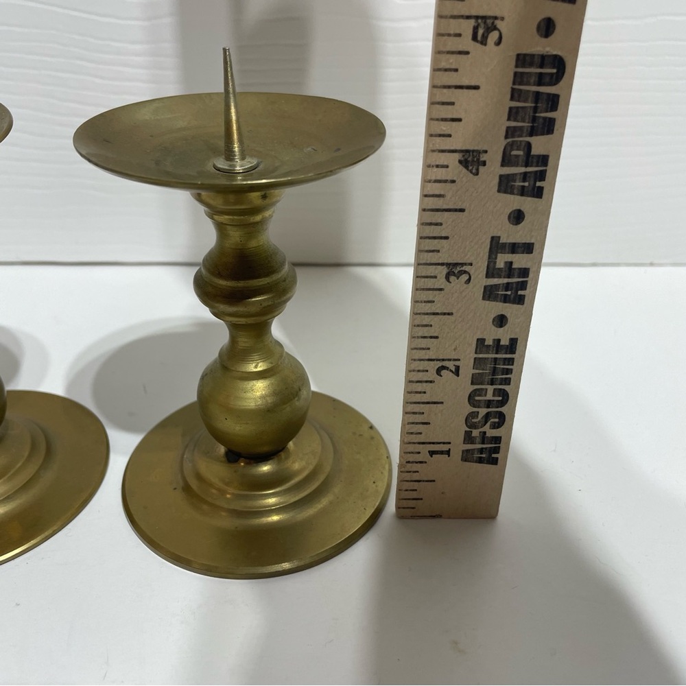 Vintage Brass Pillar Candle Holders - Picture 8 of 9